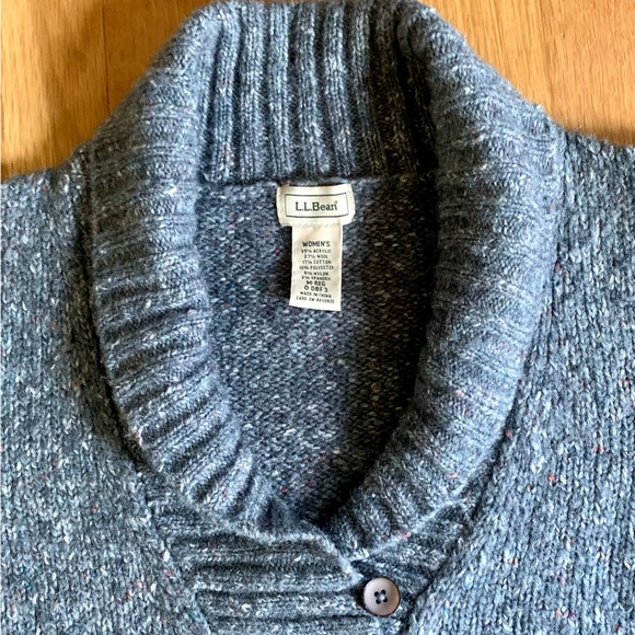 LL Bean wool blend shawl collar sweater, medium - Picture 2 of 4